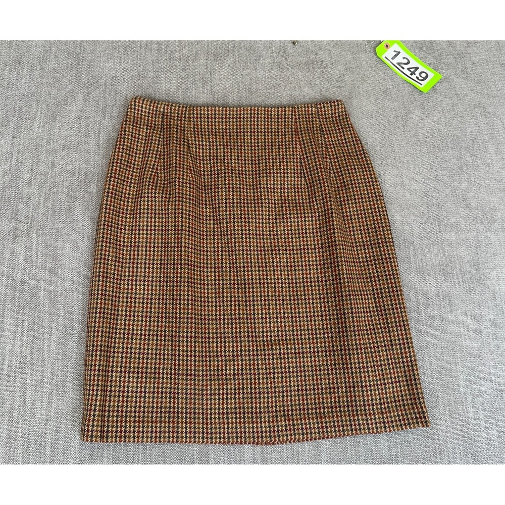 Savannah Pencil Skirt Womens 12P Multi Tweed Houndstooth Back Zip Office Career